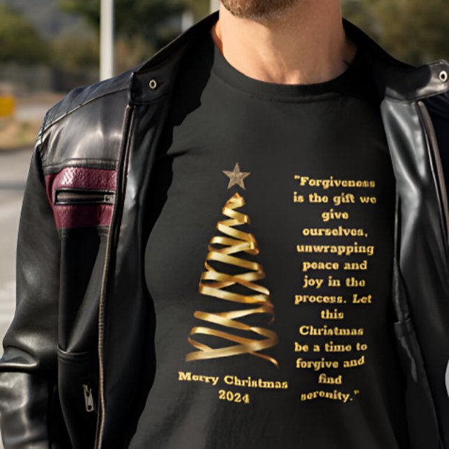 Camiseta Árvore de Natal com Fita Dourada (Criador carregado)