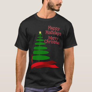 Camiseta Árvore de Natal com Fita Vermelha