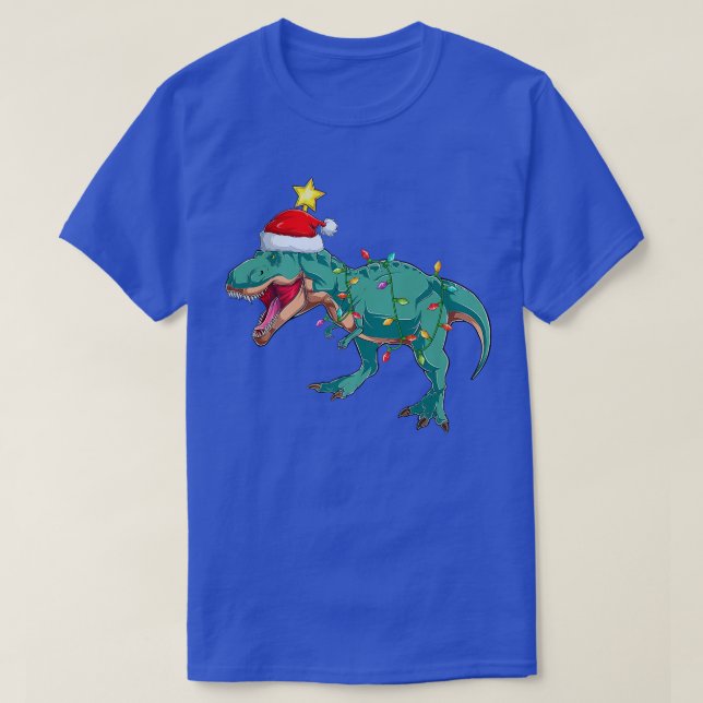 Camiseta Árvore de Natal com Iluminação de Dinossauro Corre (Frente do Design)