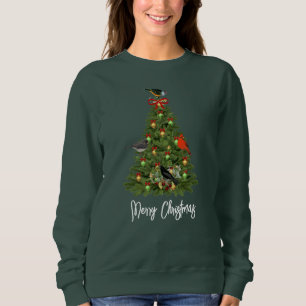 Camiseta Árvore de Natal com Pássaros Feriado 