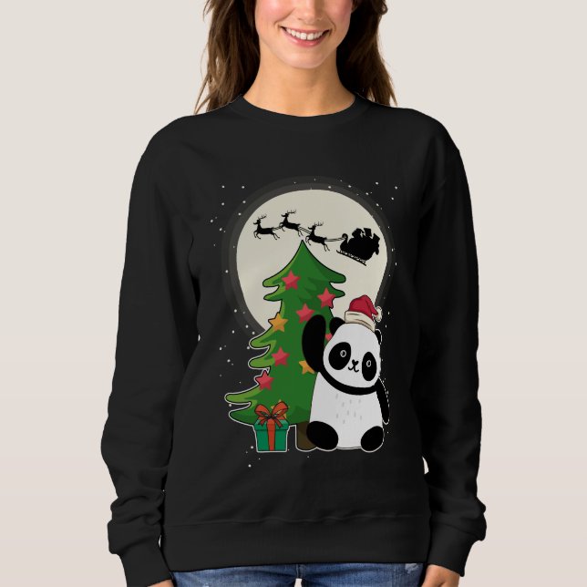 Camiseta Árvore de Natal Com Presente De Natal De Panda (Frente)