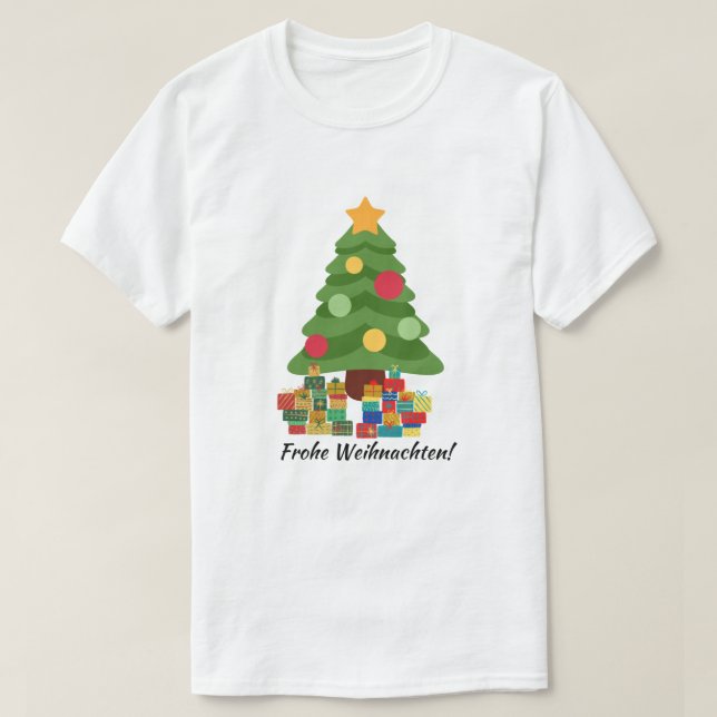 Camiseta Árvore de Natal com presentes Feliz Natal! (Frente do Design)