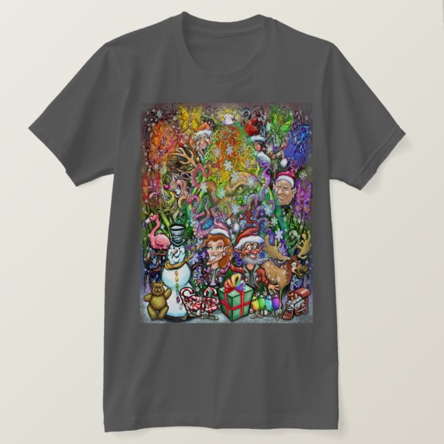 Camiseta Árvore de Natal com Trimmalidades (Frente do Design)
