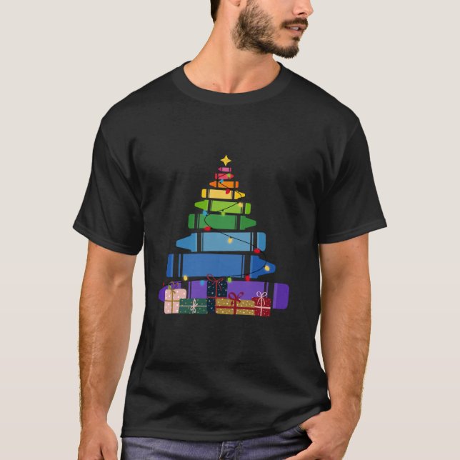 Camiseta Árvore de Natal Crayon - Professora Leve Xmas W (Frente)