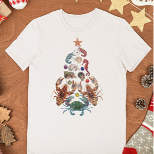 Camiseta Árvore de Natal Crustaceano de lavagantes