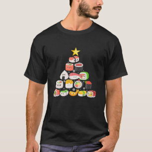 Camiseta Árvore de Natal Cute Kawaii Sushi Salmon Maki Japã
