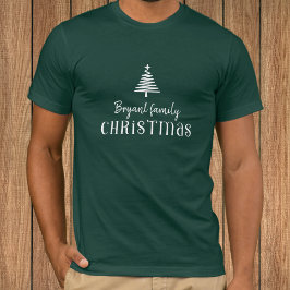 Camiseta Árvore de Natal da família personalizada verde mod