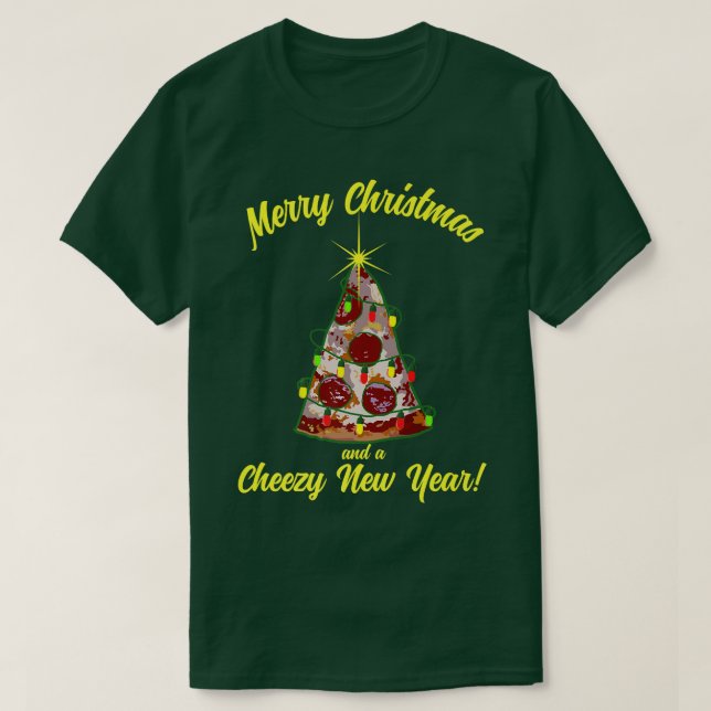 Camiseta Árvore de Natal da Pizza engraçada (Frente do Design)