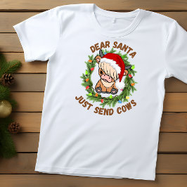 Camiseta Árvore de Natal da Vaca do Terreno Superior dos pa