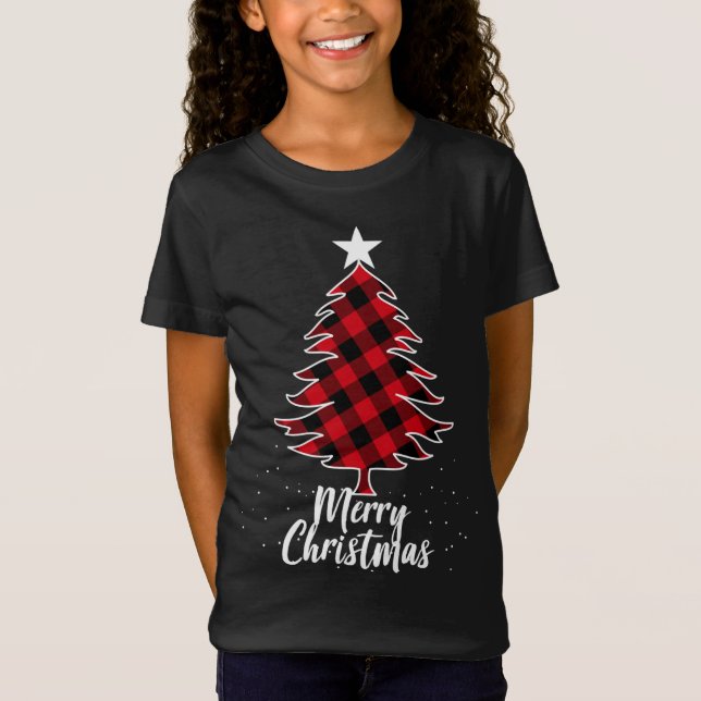 Camiseta Árvore de Natal da Xadrez Buffalo (Frente)