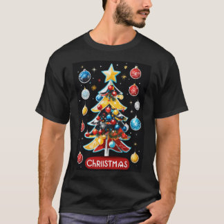 Camiseta árvore de Natal de adesivo plano.