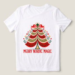 Camiseta Árvore de Natal de Arte Popular Mágica Nórdica Ale