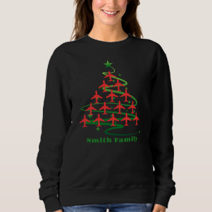 Camiseta Árvore de Natal de Avião & Nome da Família, Minima