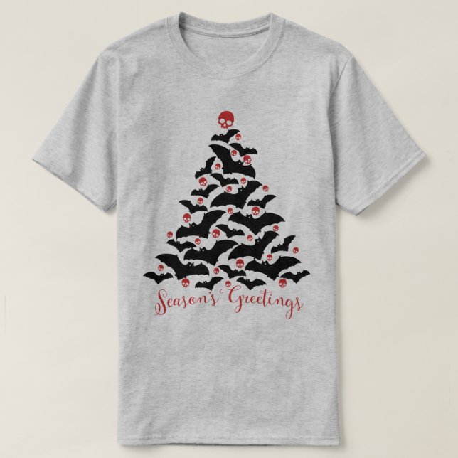 Camiseta Árvore de Natal de Bats Gótica (Frente do Design)