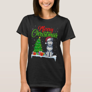 Camiseta Árvore de Natal de Cachorro Siberiano - Árvore de 