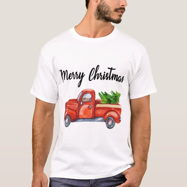 Camiseta Árvore de Natal de Caminhão Vermelho - Correspondê (Frente)