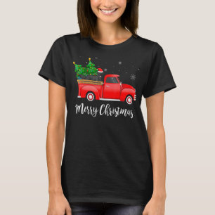 Camiseta Árvore De Natal De Caminhão Vermelho De Retriever