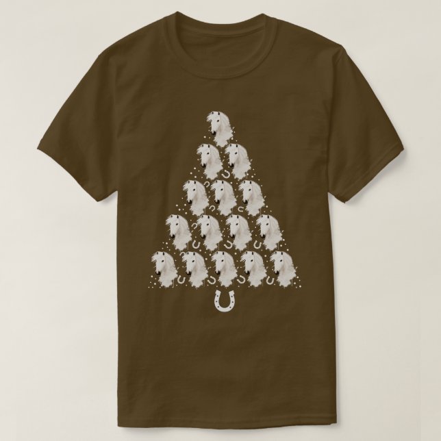 Camiseta Árvore de Natal de Cavalos Brancos (Frente do Design)
