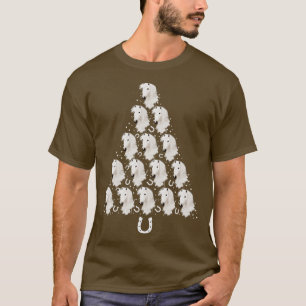 Camiseta Árvore de Natal de Cavalos Brancos