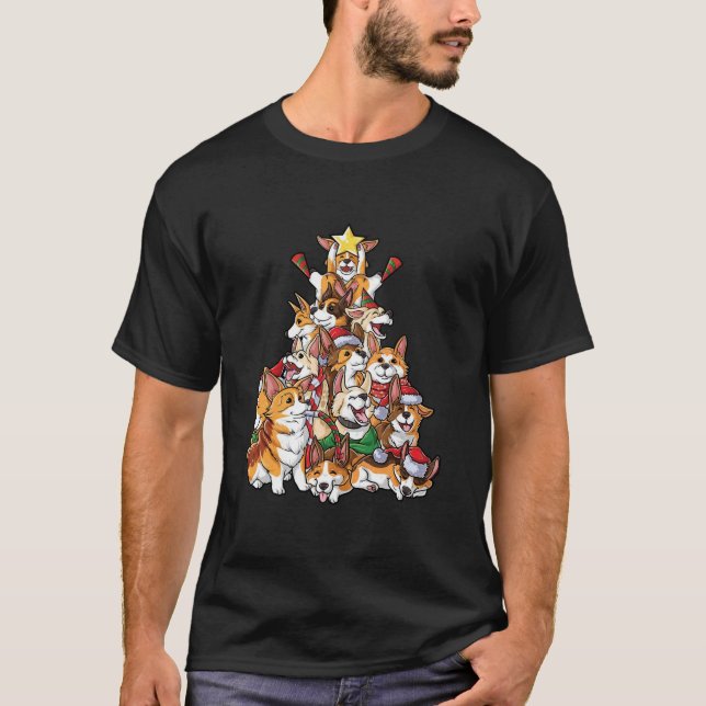 Camiseta Árvore de Natal de Corgi (Frente)