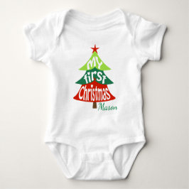 Camiseta Árvore de Natal de Fato de Natal de 1rua de bebê