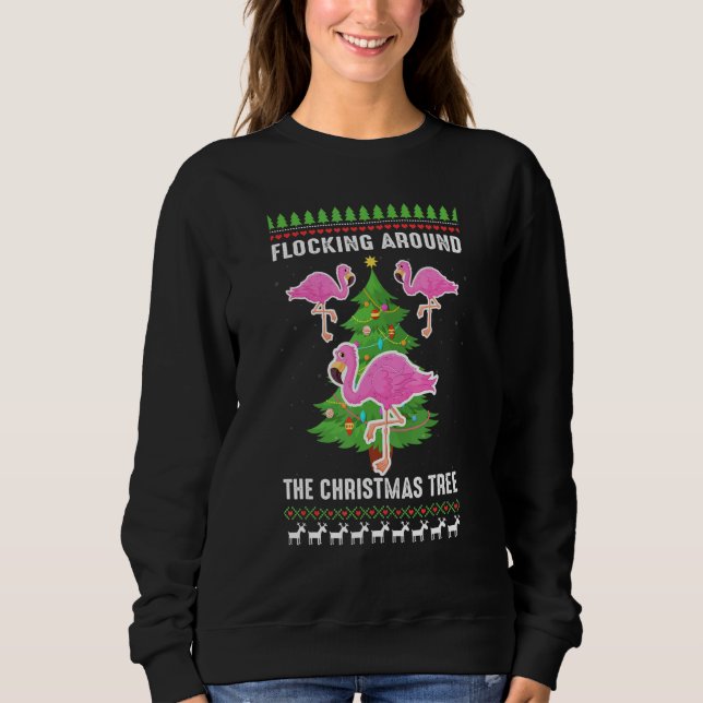 Camiseta Árvore de Natal de Flamingo (Frente)