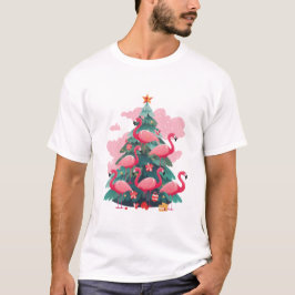 CAMISETA ÁRVORE DE NATAL DE FLAMINGO DE TINTA