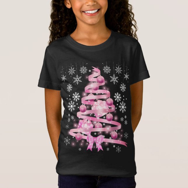 Camiseta Árvore de Natal de Floco de Neve Branco (Frente)