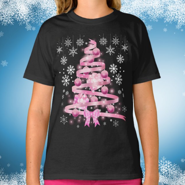 Camiseta Árvore de Natal de Floco de Neve Branco (Criador carregado)