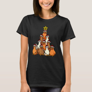 Camiseta Árvore de Natal de Frango Animais Fofo de Natal