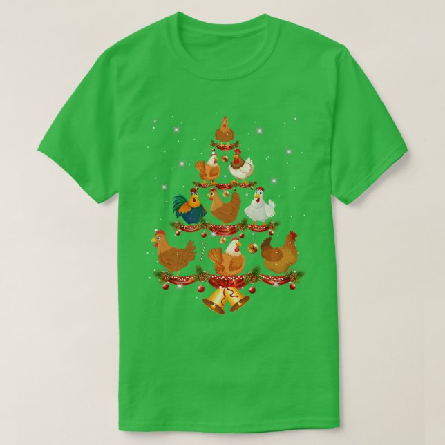 Camiseta Árvore de Natal de Frango Engraçado Ornamento de N (Frente do Design)