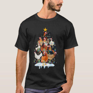 Camiseta Árvore de Natal de Frango Luz Engraçada Sobre Fran
