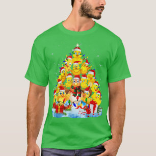 Camiseta Árvore de Natal de Frango Luz Engraçada Xmas de Fr
