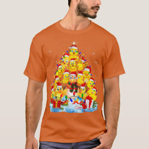 Camiseta Árvore de Natal de Frango Luz Engraçada Xmas de Fr