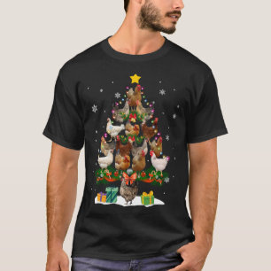 Camiseta Árvore de Natal de Frango Luz Engraçada Xmas Galin