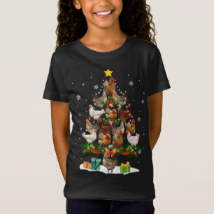 Camiseta Árvore de Natal de Frango Luz Engraçada Xmas Galin
