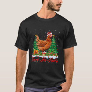 Camiseta Árvore de Natal de Frango Santa Hat Lighting