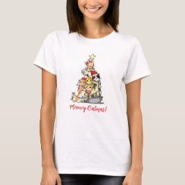Camiseta Árvore de Natal de Gato Bonita e Meowy Catmas
