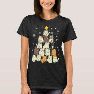 Camiseta árvore de natal de gato-do-kawaii