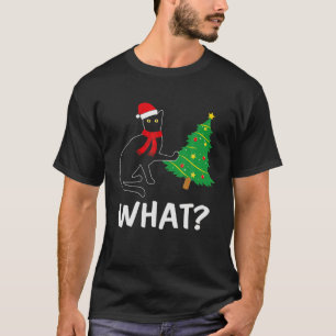 Camiseta Árvore de Natal de Gato Negro Engraçado Sobre Ga