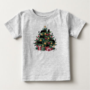 Camiseta Árvore de Natal de Gatos Pretos Amante de Gatos Lu