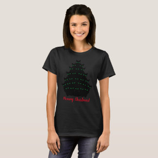 Camiseta Árvore de Natal de Gatos Pretos de Olhos Verdes
