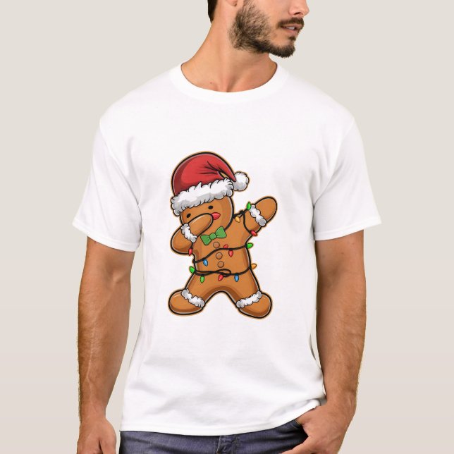 Camiseta Árvore de Natal de Gengibre Dançando Luz de Natal (Frente)