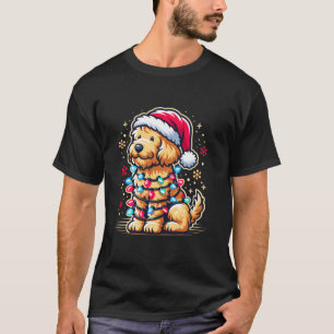 Camiseta Árvore de Natal de Goldendoodle Luzes de Natal Dou