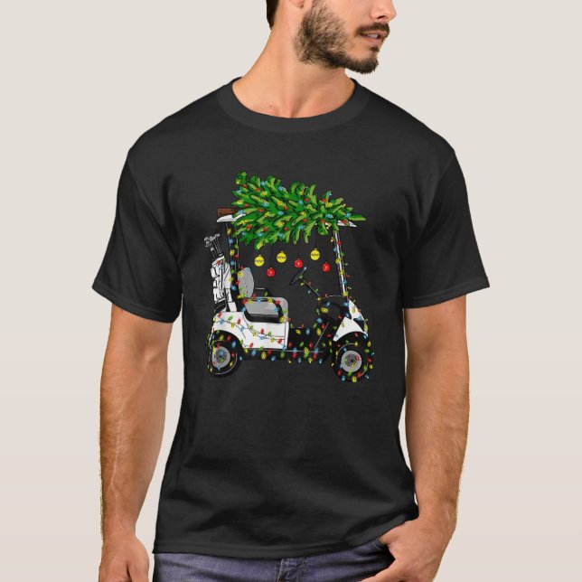 Camiseta Árvore de Natal de Golf Carrinho Luz de Natal Xmas (Frente)