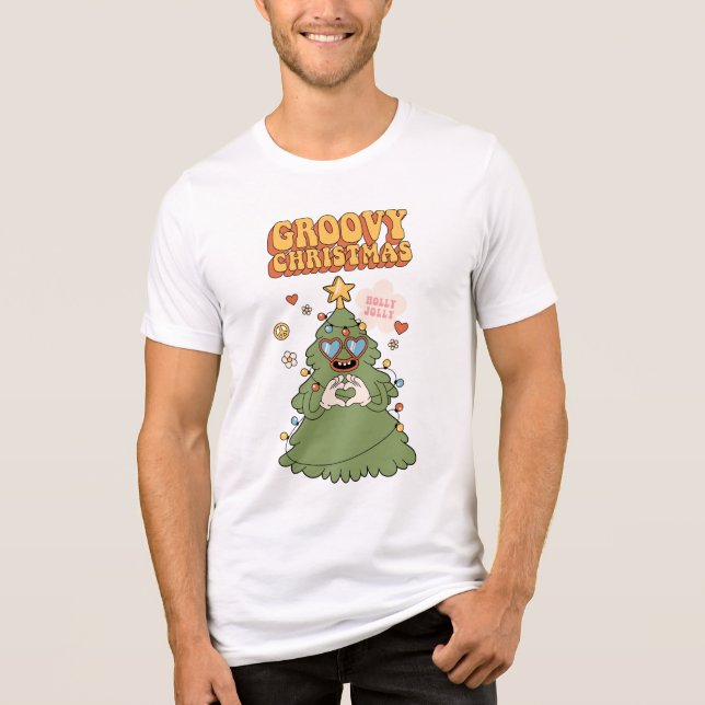 Camiseta Árvore de Natal de Groovy - Holly Jolly Vibes (Frente)