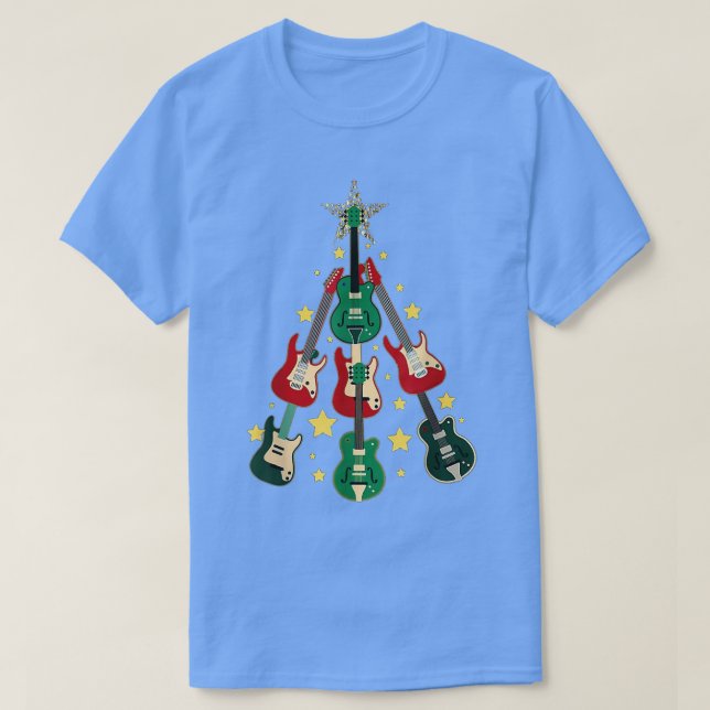 Camiseta Árvore de Natal de Guitarra (Frente do Design)