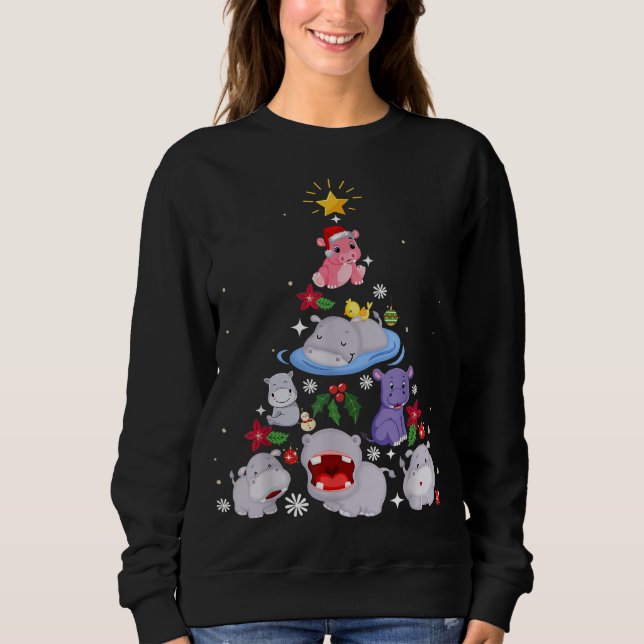 Camiseta Árvore de Natal de Hippo Engraçado | Xmas Hippopot (Frente)
