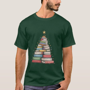 Camiseta Árvore de Natal de Livros Retro Bibliófilo Bibliot