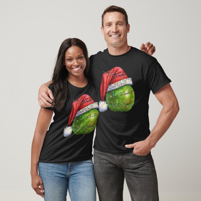 Camiseta Árvore de Natal de Maçã Verde Luzes de Natal Fruta (Unissex)
